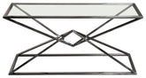 59"-18" Rectangular Glass Stainless Steel Console Table Black Finish By Diamond Sofa